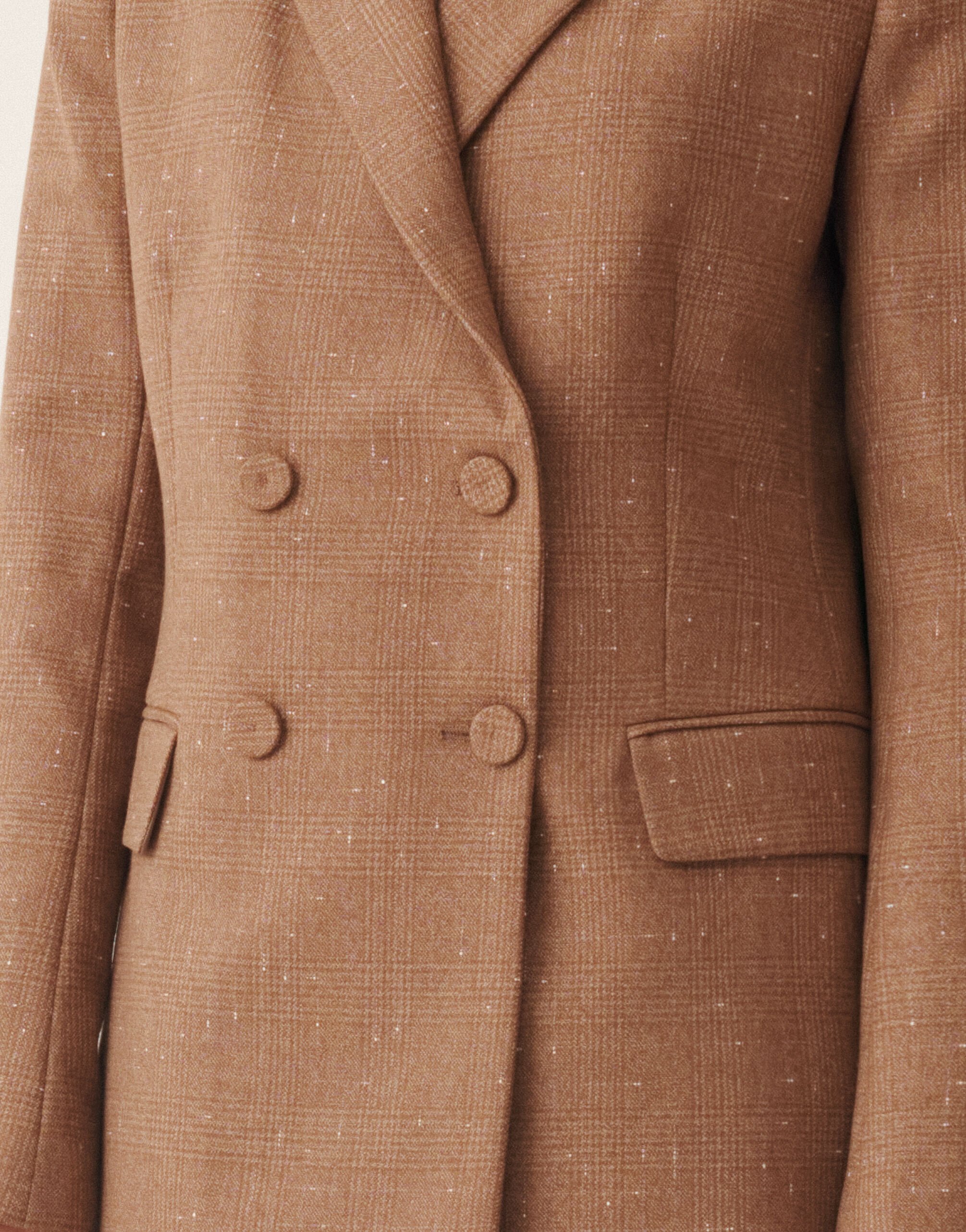 Double-breasted jacket in Prince of Wales check, birch for