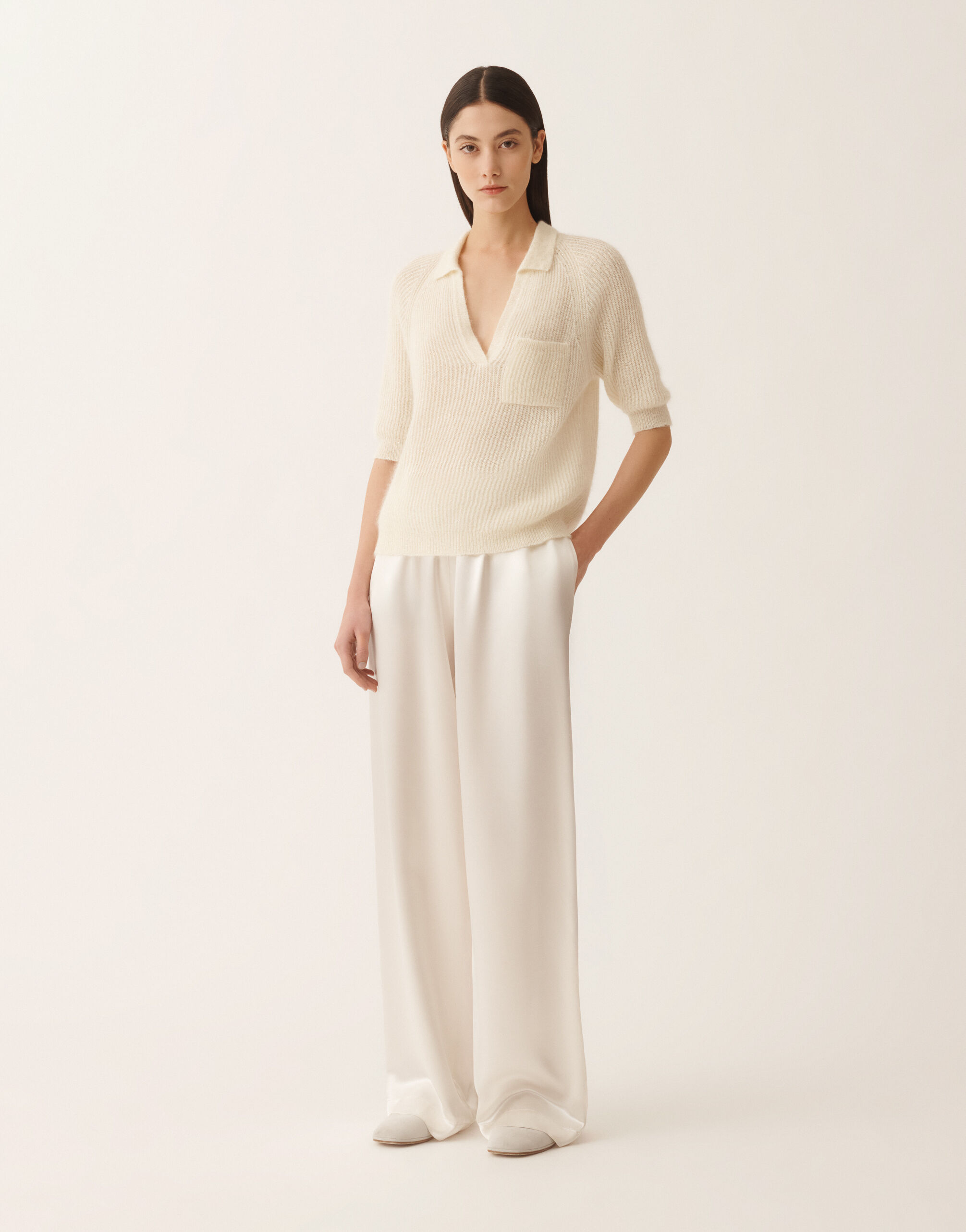 レディースMohair polo with sequins, raffia ニットウェア | Fabiana