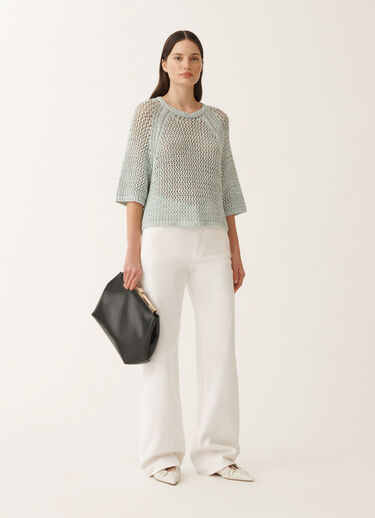 Fabiana Filippi Cotton mesh cape, white and aqua green WHITE/AQUAGREEN MAD275F117L3830000