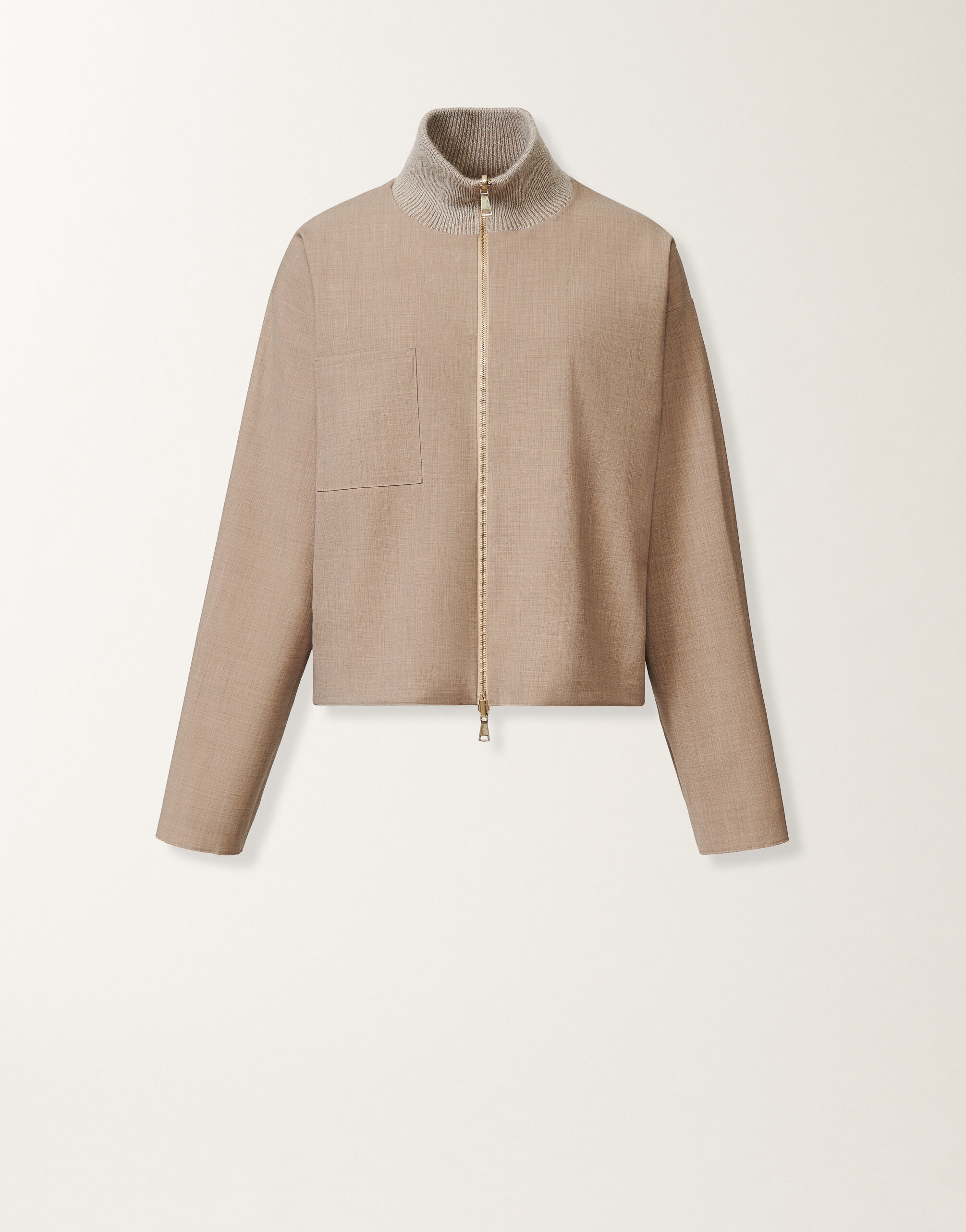 Fabiana Filippi Chaqueta reversible de mohair platino en lana ligera, cacao y arce Blanco GCD225F641L6800000