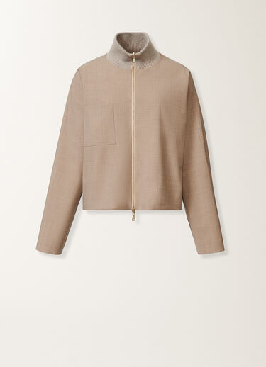 Fabiana Filippi Chaqueta reversible de mohair platino en lana ligera, cacao y arce Blanco GCD225F641L6800000