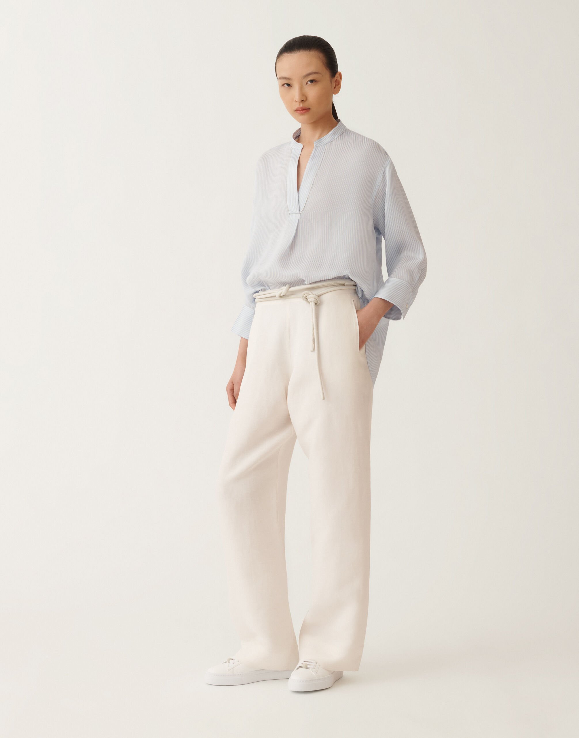 Fabiana Filippi Linen and viscose trousers, light sand BUTTER WHITE PADC02F400H5480000