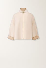 Fabiana Filippi Cropped boxy coat in double wool, kasha BEIGE CTD266F420L7360000
