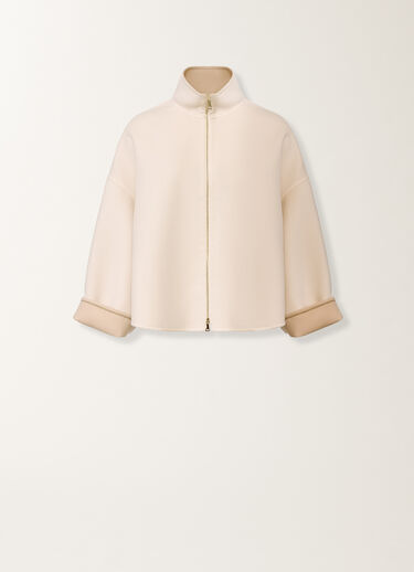 Fabiana Filippi Cropped boxy coat in double wool, kasha BEIGE CTD266F420L7360000