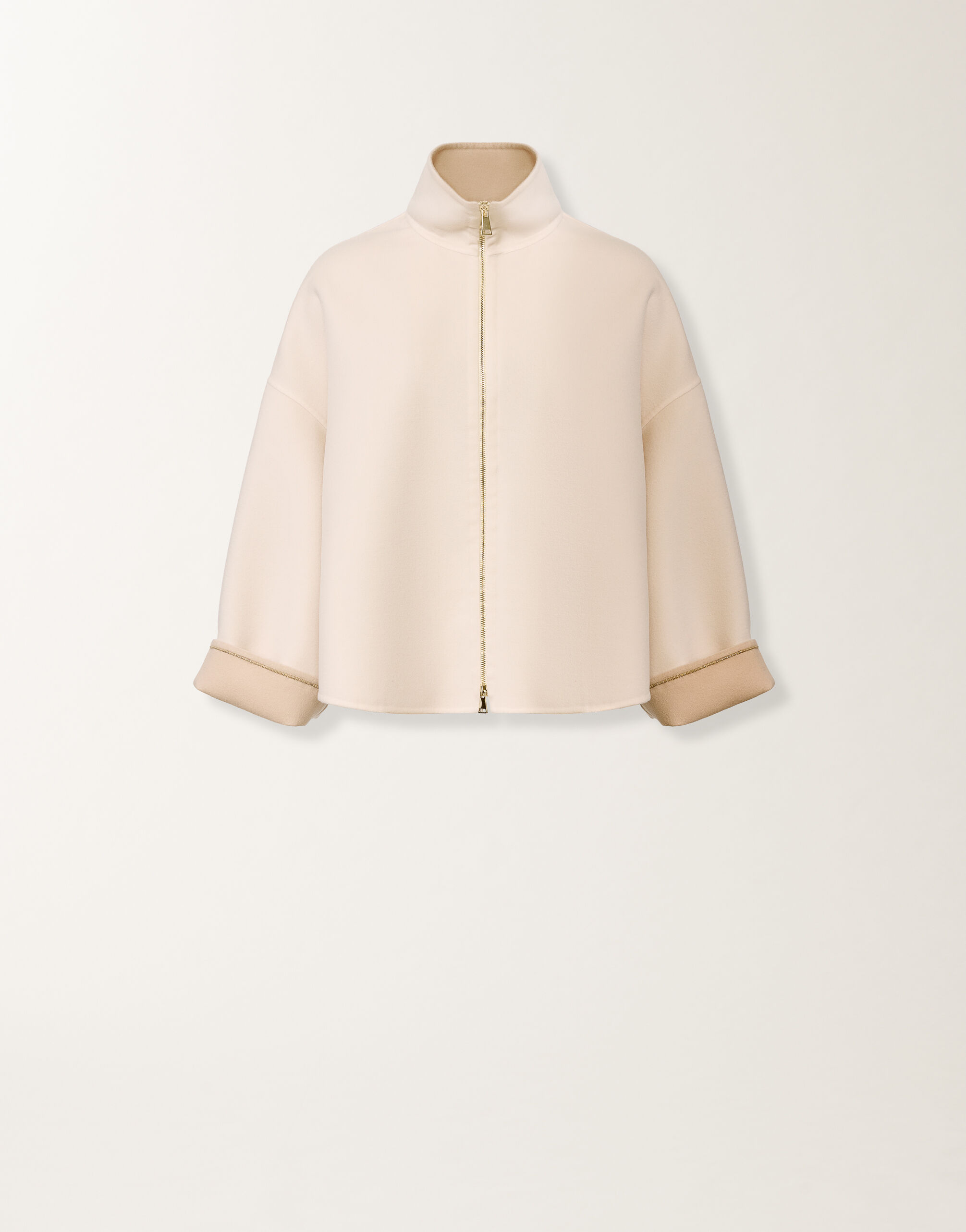 Fabiana Filippi Cropped boxy coat in double wool, kasha BEIGE CTD266F420L7360000