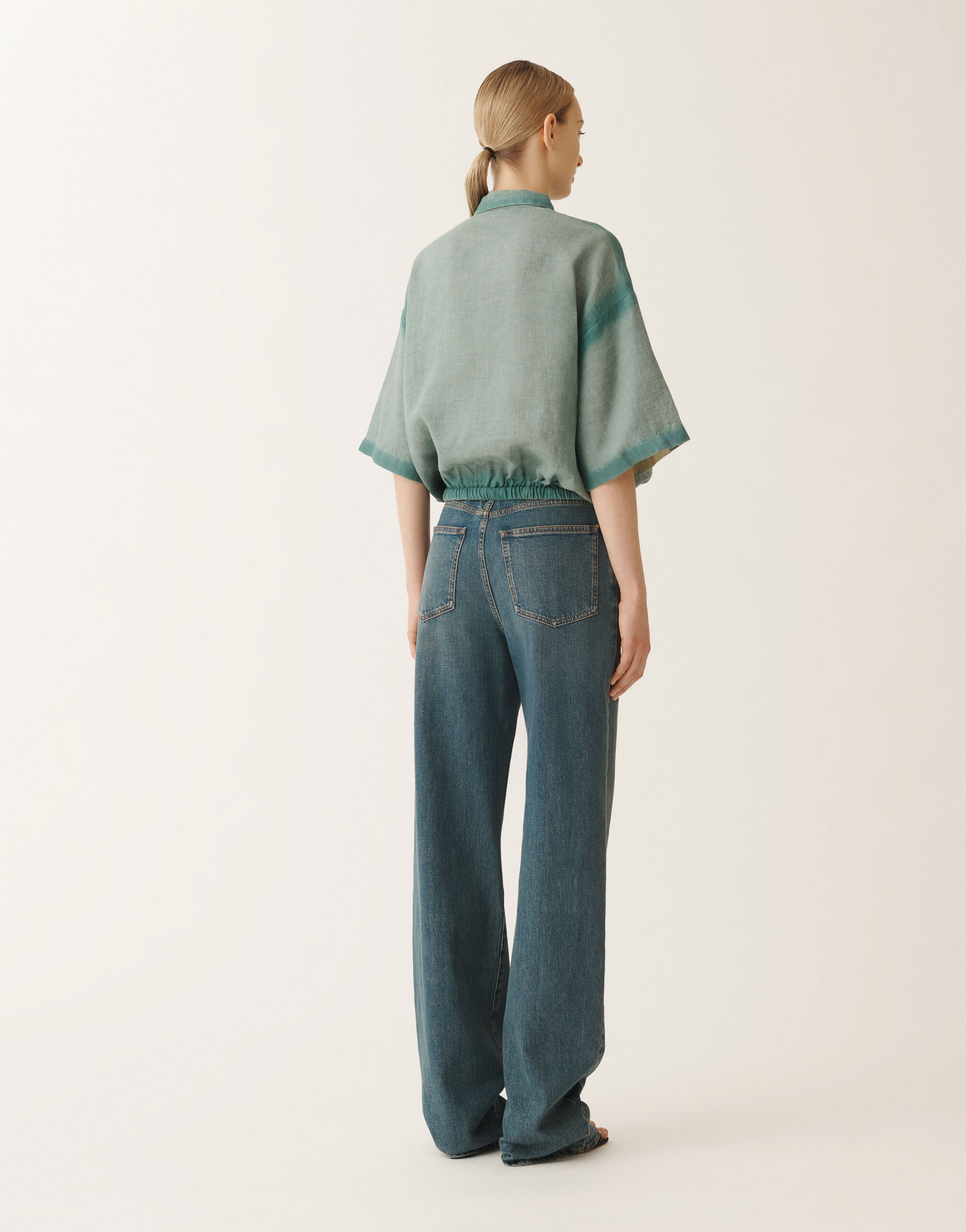 Fabiana Filippi Chemise en toile de lin avec dégradé, bleu pétrole TURQUOISE GCD275F592L3780000