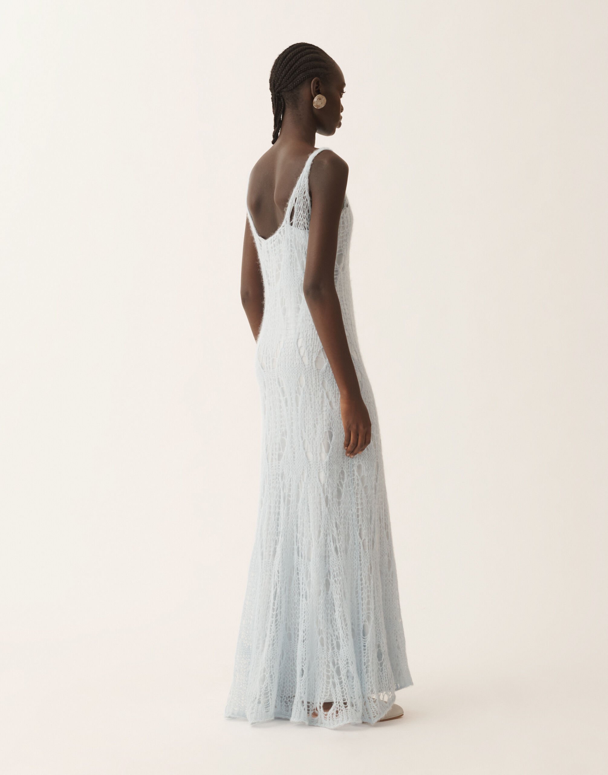 Fabiana Filippi Long tank dress in mohair, aqua Blue ABD266F163D9360000