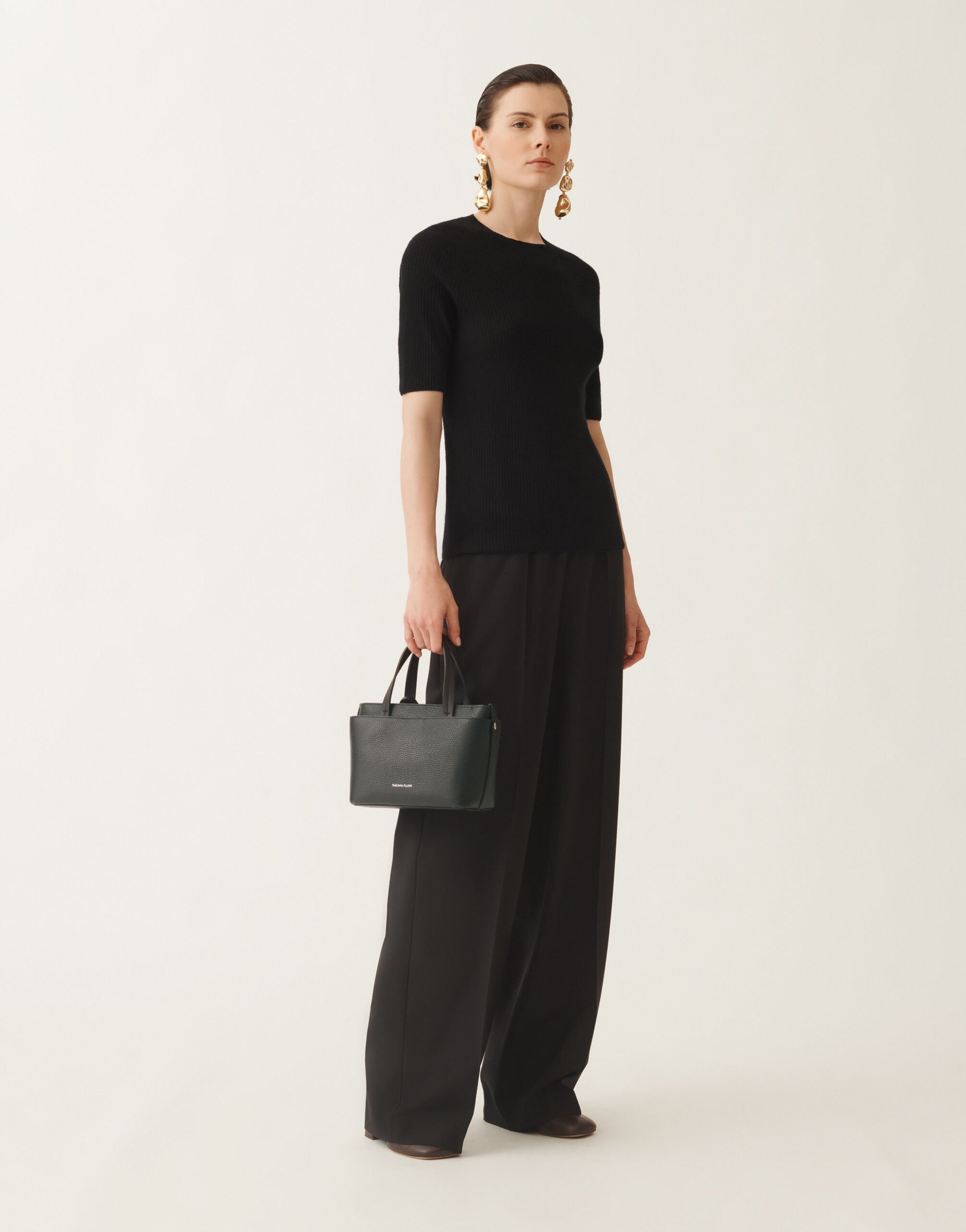 Fabiana Filippi Jogger trousers in bi-stretch fresco wool, black rock Black PAD215F353D6200000