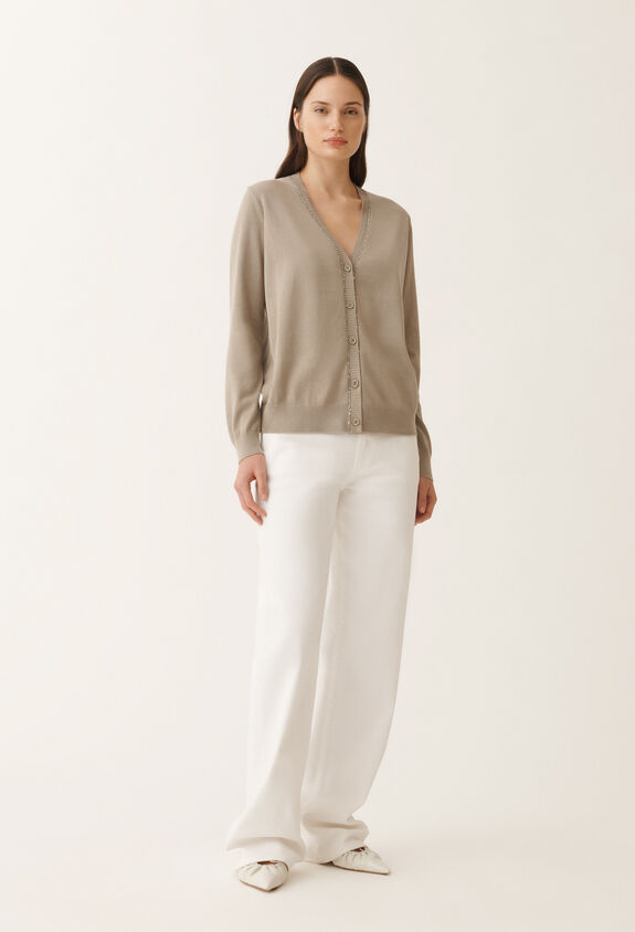 Fabiana Filippi Organic cotton cardigan, clay CLAY MAD265F070L2470000