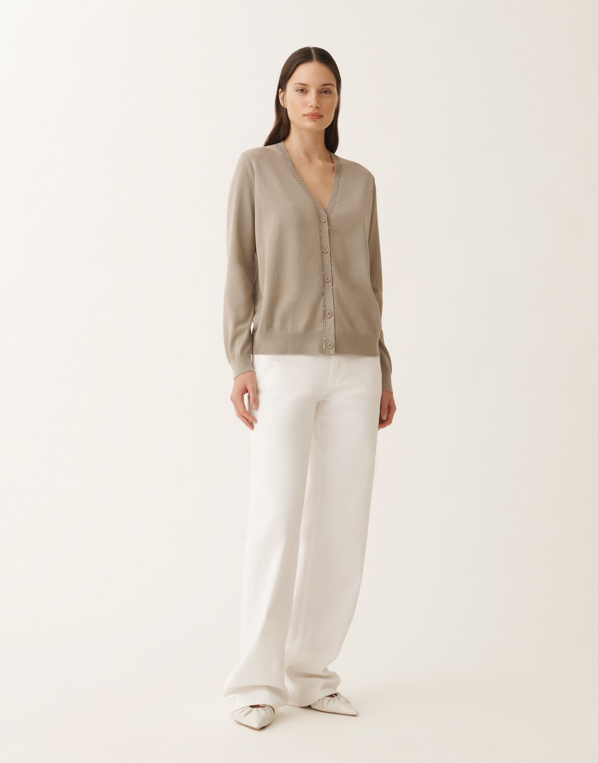 Fabiana Filippi Organic cotton cardigan, clay CLAY MAD265F070L2470000
