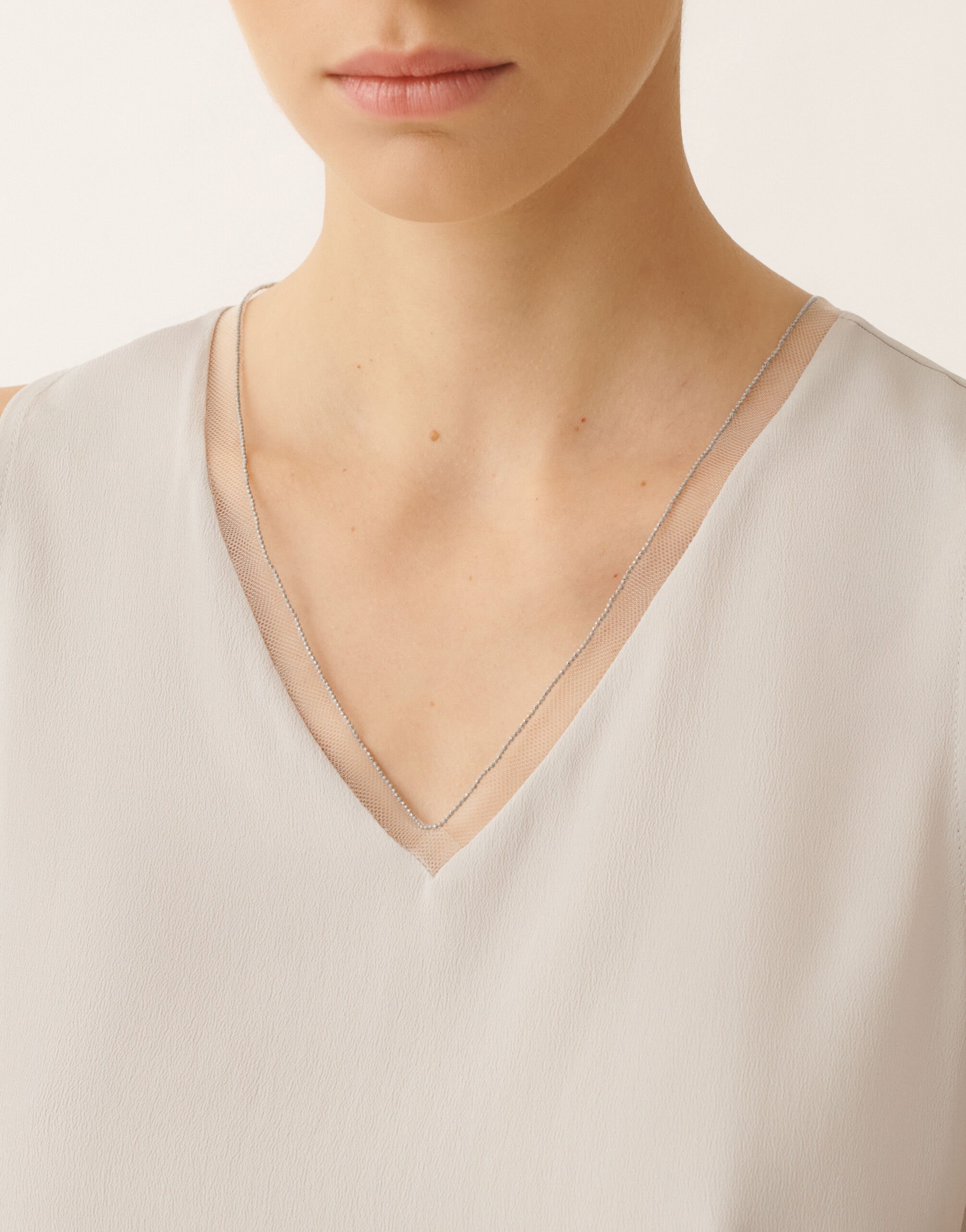 Fabiana Filippi Crepe de Chine tank top, rain Gray TPD266F295L7750000