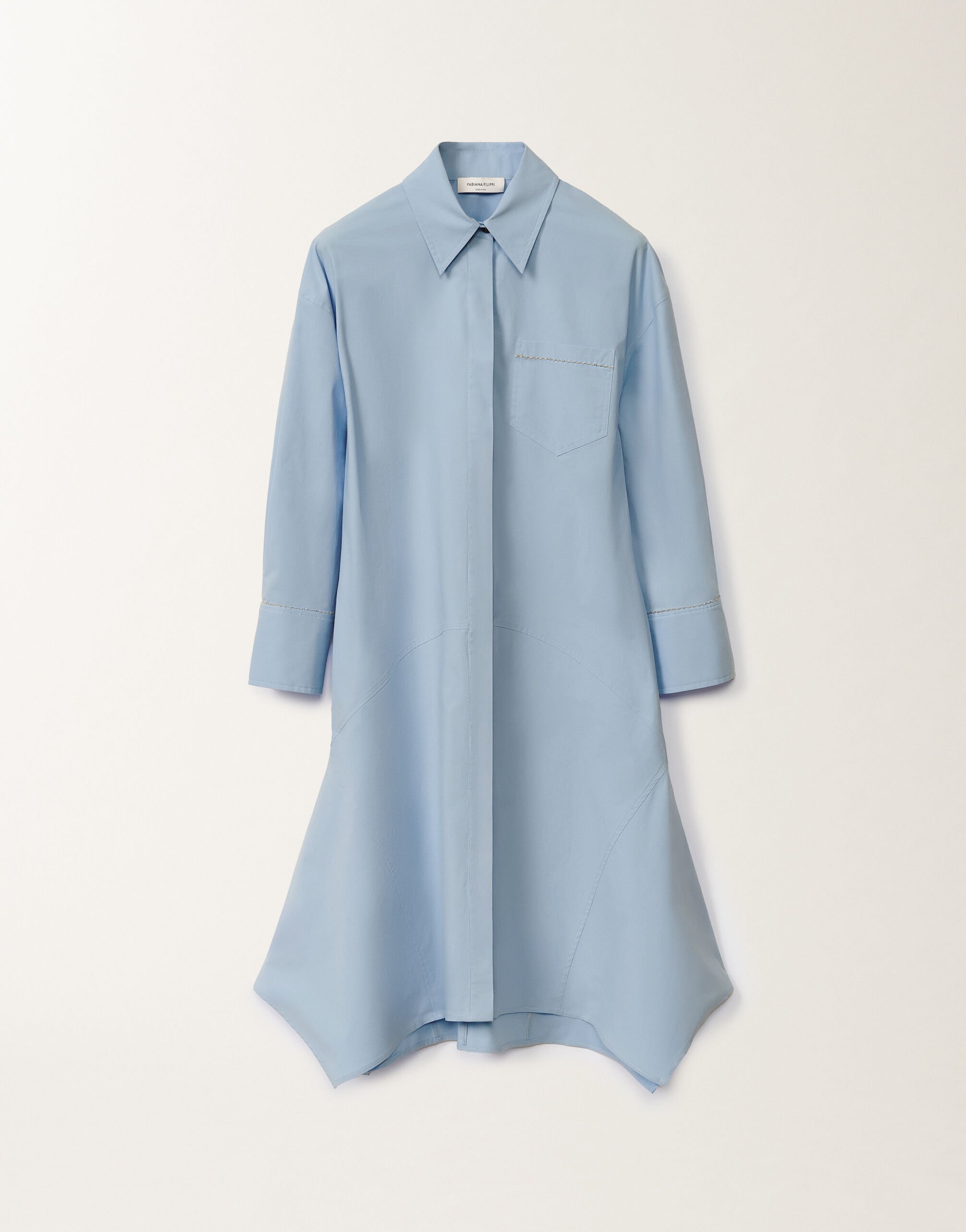 Fabiana Filippi Hemdblusenkleid aus Stretch-Popeline, hellblau HELLBLAU ABDC02F113H5450000