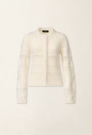 Fabiana Filippi Platinum mohair and micro-sequin striped cardigan, raffia Raffia MAD226F458M4510000
