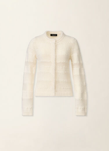 Platinum mohair and micro-sequin striped cardigan, raffia Fabiana Filippi Platinum mohair and micro-sequin striped cardigan, raffia Raffia MAD226F458M4510000