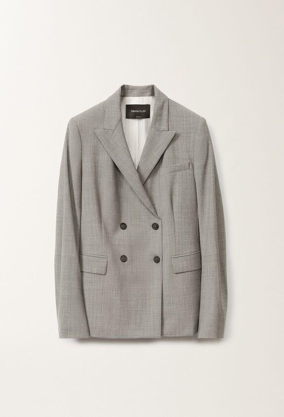 Fabiana Filippi Cool wool double-breasted jacket, melange rock GREY GCD265F227L2960000