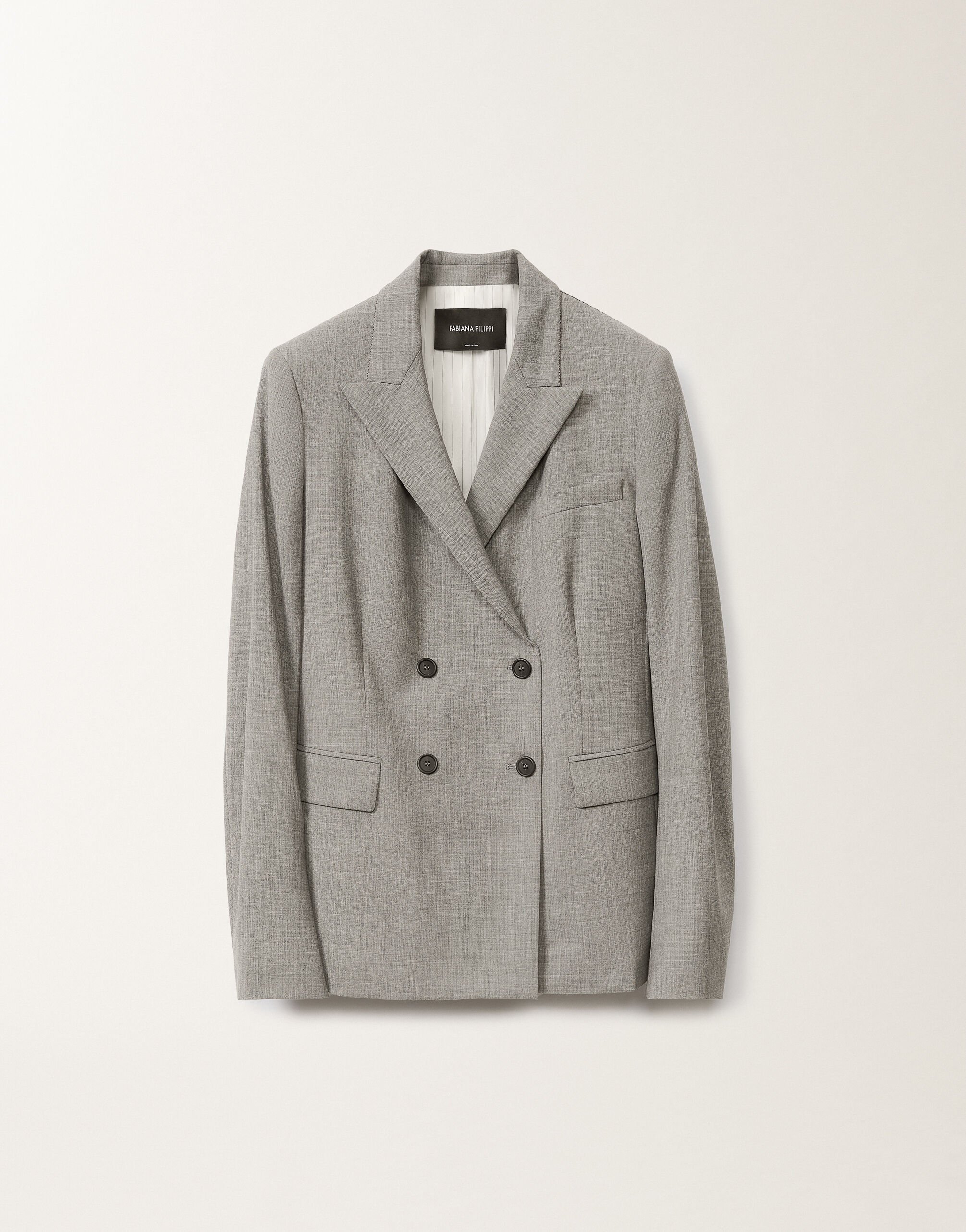 Fabiana Filippi Cool wool double-breasted jacket, melange rock GREY GCD265F227L2960000