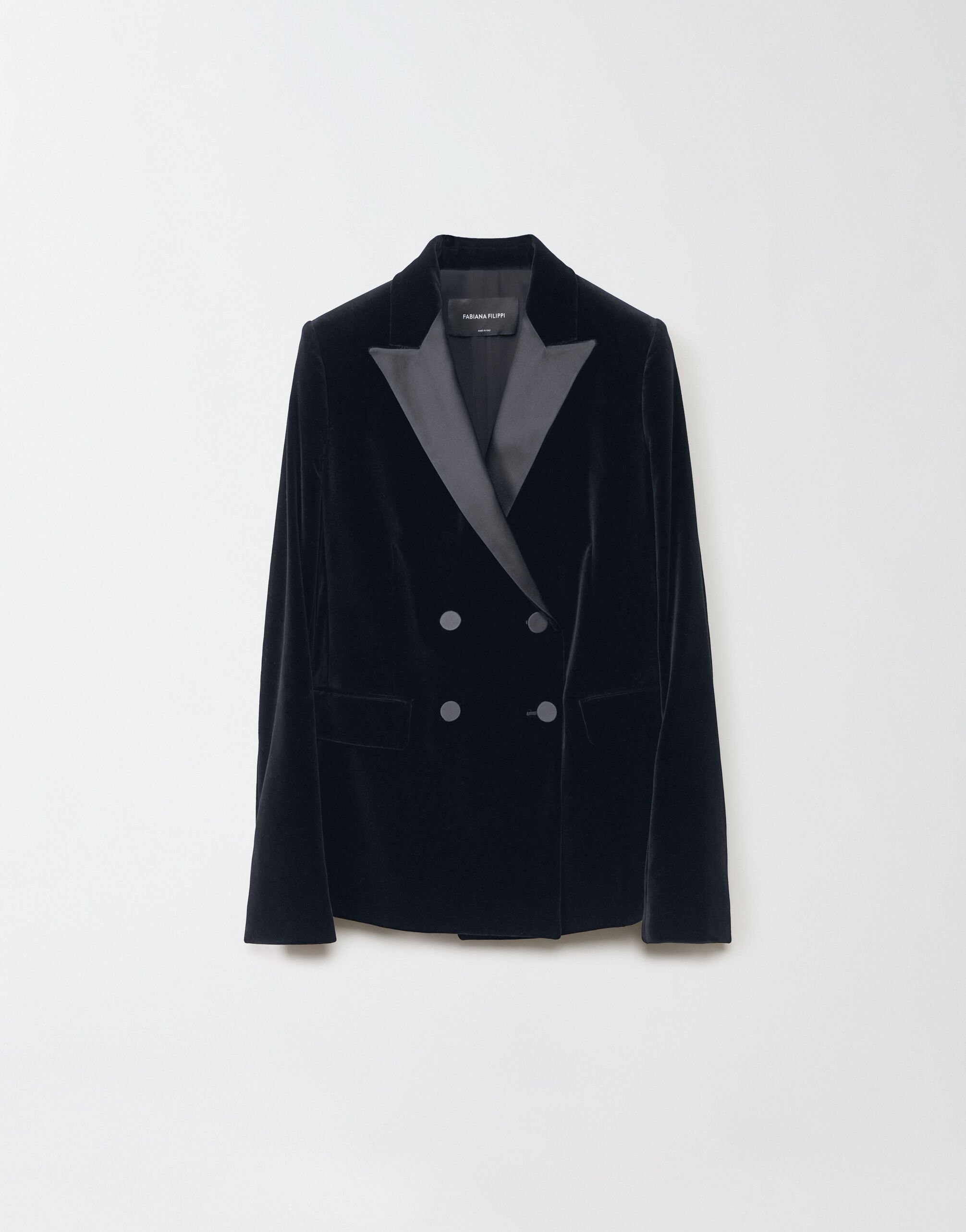 Velvet double breasted smoking jacket black for Women Fabiana Filippi