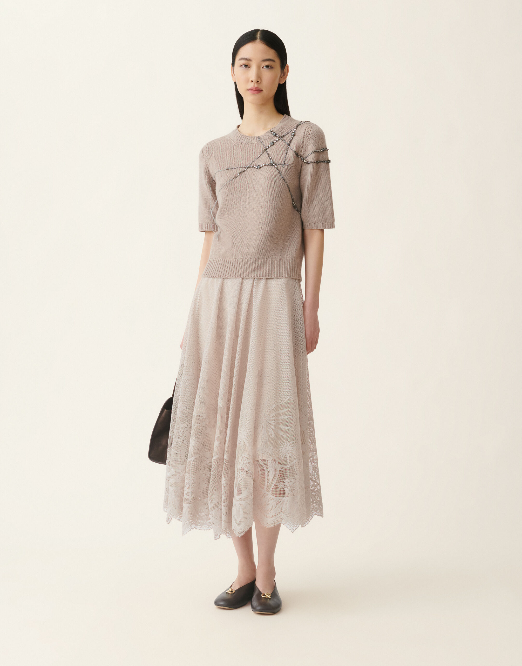Maglia in cashmere garza, moka meringa Fabiana Filippi Maglia in cashmere garza, moka meringa Moka meringa MAD216F490M2870000