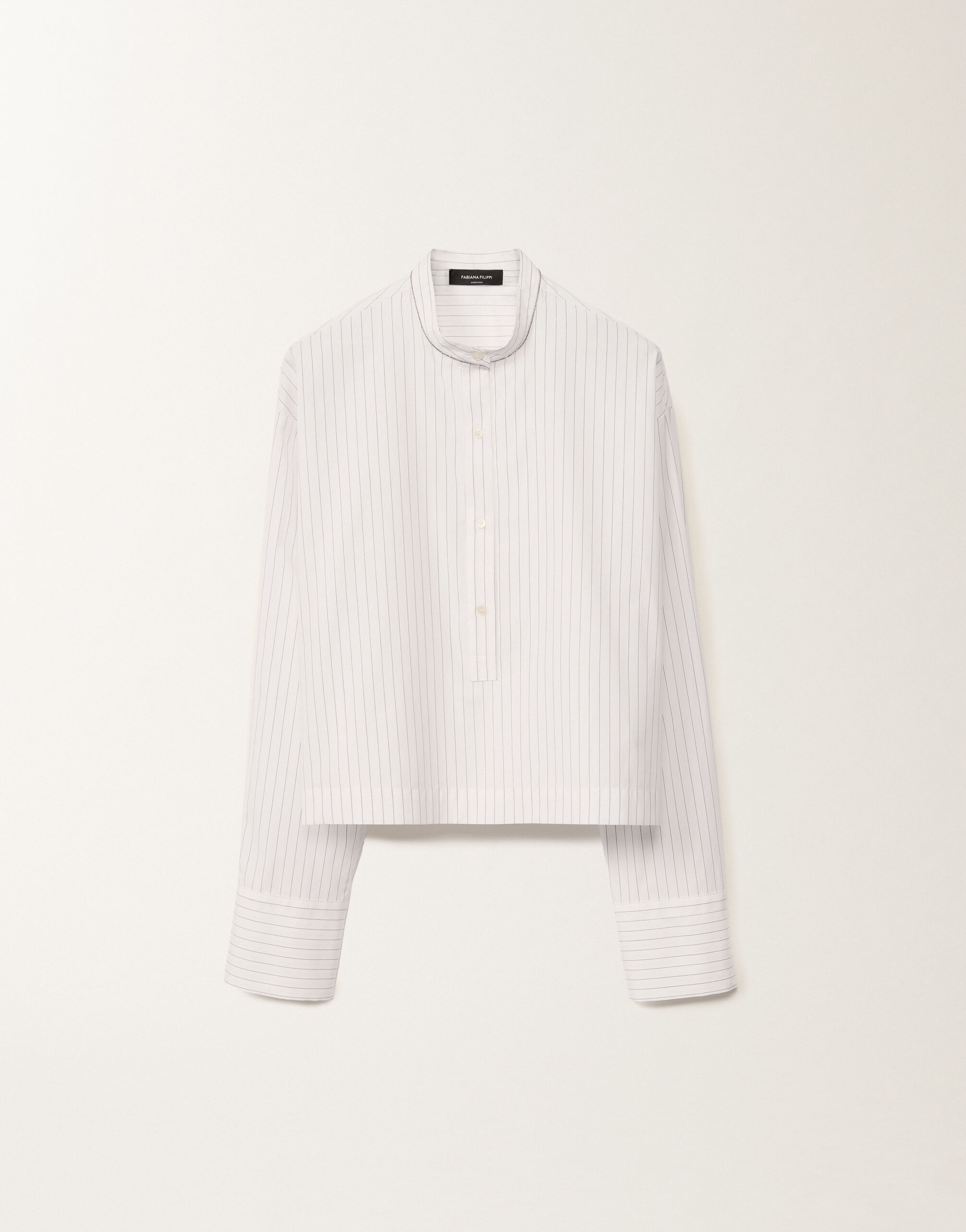 Fabiana Filippi Striped poplin shirt, optical white and black WHITE CAD265F356L2340000