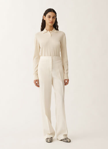 Fabiana Filippi Hose Deruta aus Geflecht in Wolle und Leinen, vanillefarben WEISS PAD265F320D8220000
