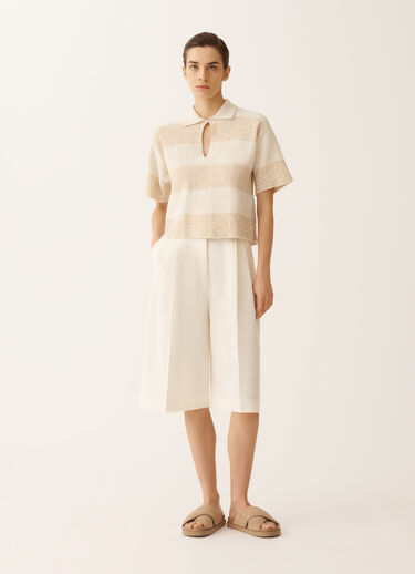 Fabiana Filippi Boxy shirt in striped cotton tweed with sequins, butter BUTTER MAD276F538M1010000