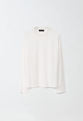 Fabiana Filippi SABLE' LONG SLEEVE TOP WITH SEQUIN MOCK COLLAR WHITE TPD264F221D6460000