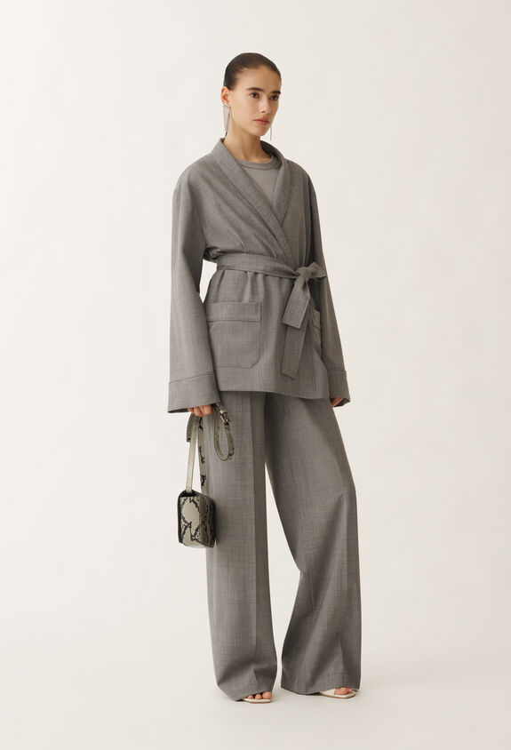 Fabiana Filippi Jacke aus Cool Wool, felsgrau meliert GRAU GCD265F333D6200000