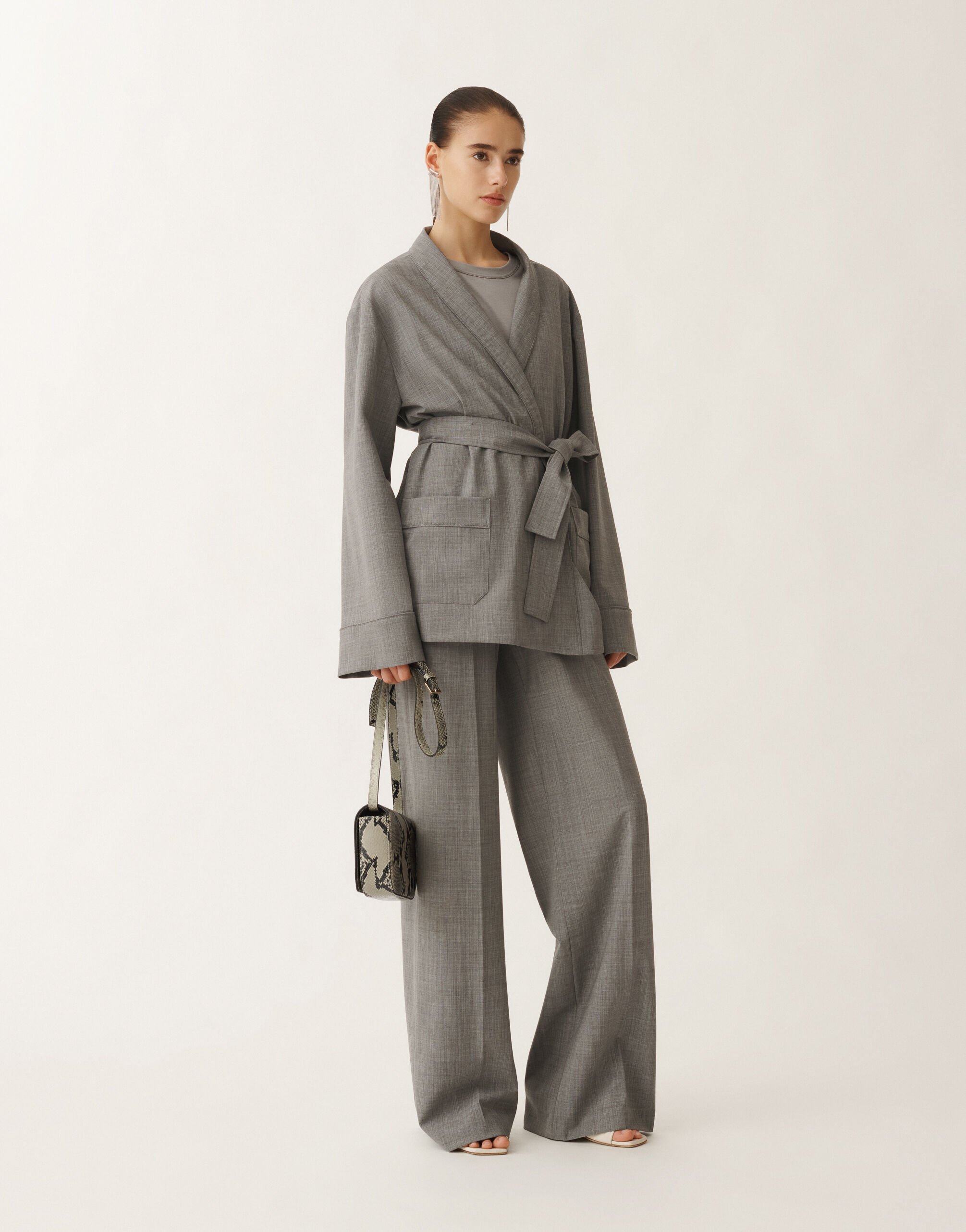 Fabiana Filippi Cool wool jacket, melange rock GREY GCD265F333D6200000