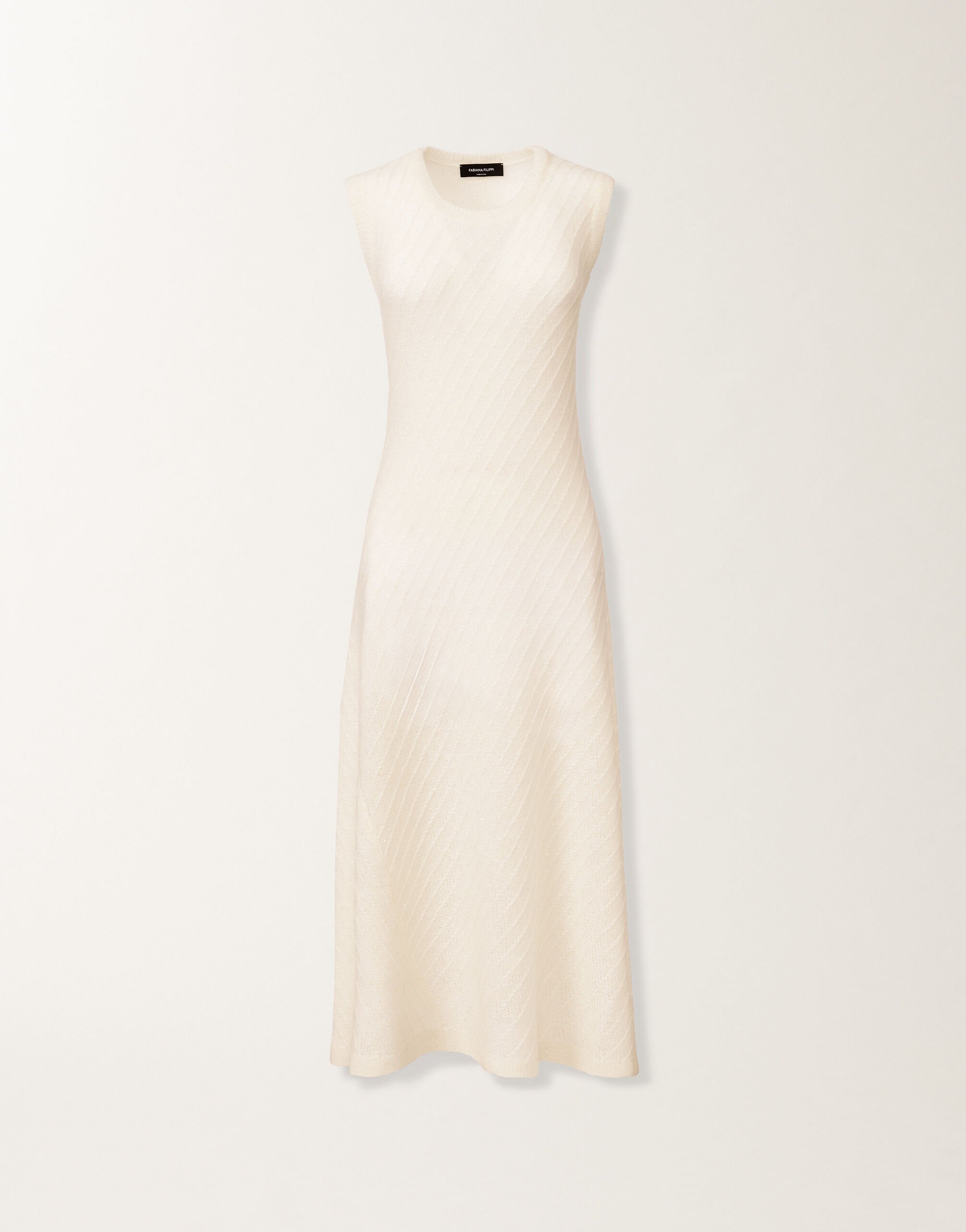 Fabiana Filippi Abito in lana e seta con paillettes, bianco BIANCO ABD215F153D2960000