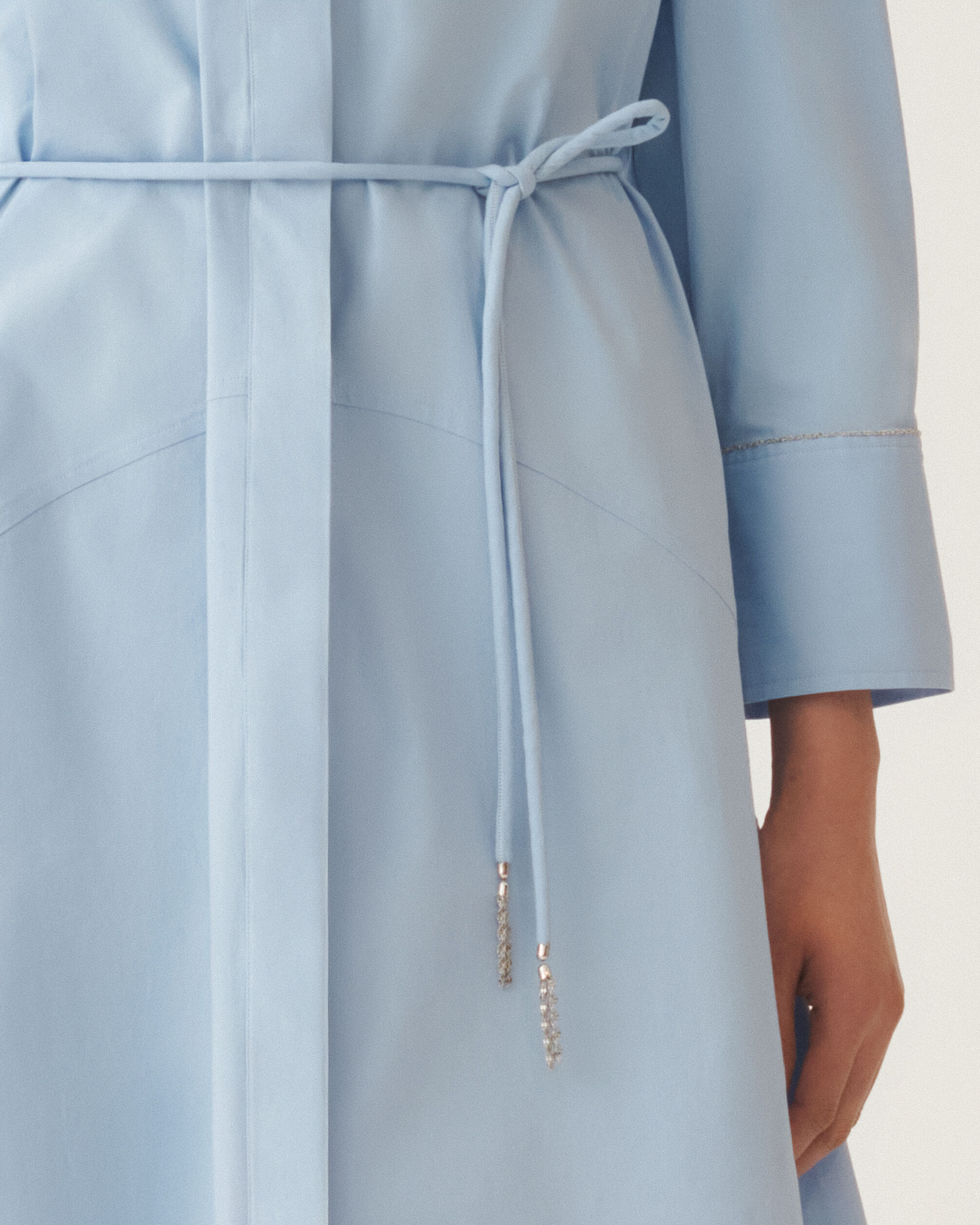 Stretch poplin shirt dress, sky blue for Women | Fabiana