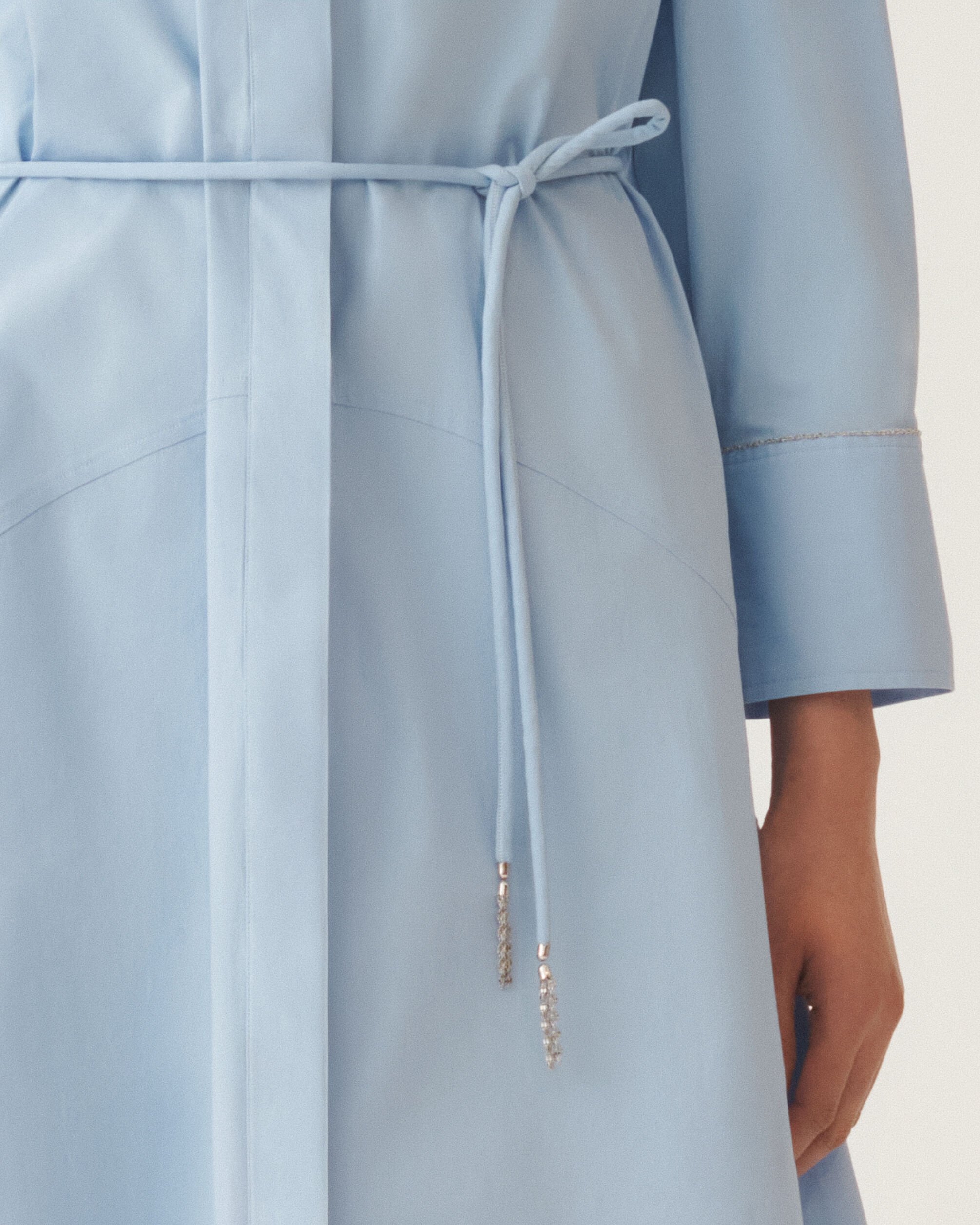 Fabiana Filippi Hemdblusenkleid aus Stretch-Popeline, hellblau HELLBLAU ABDC02F113H5450000