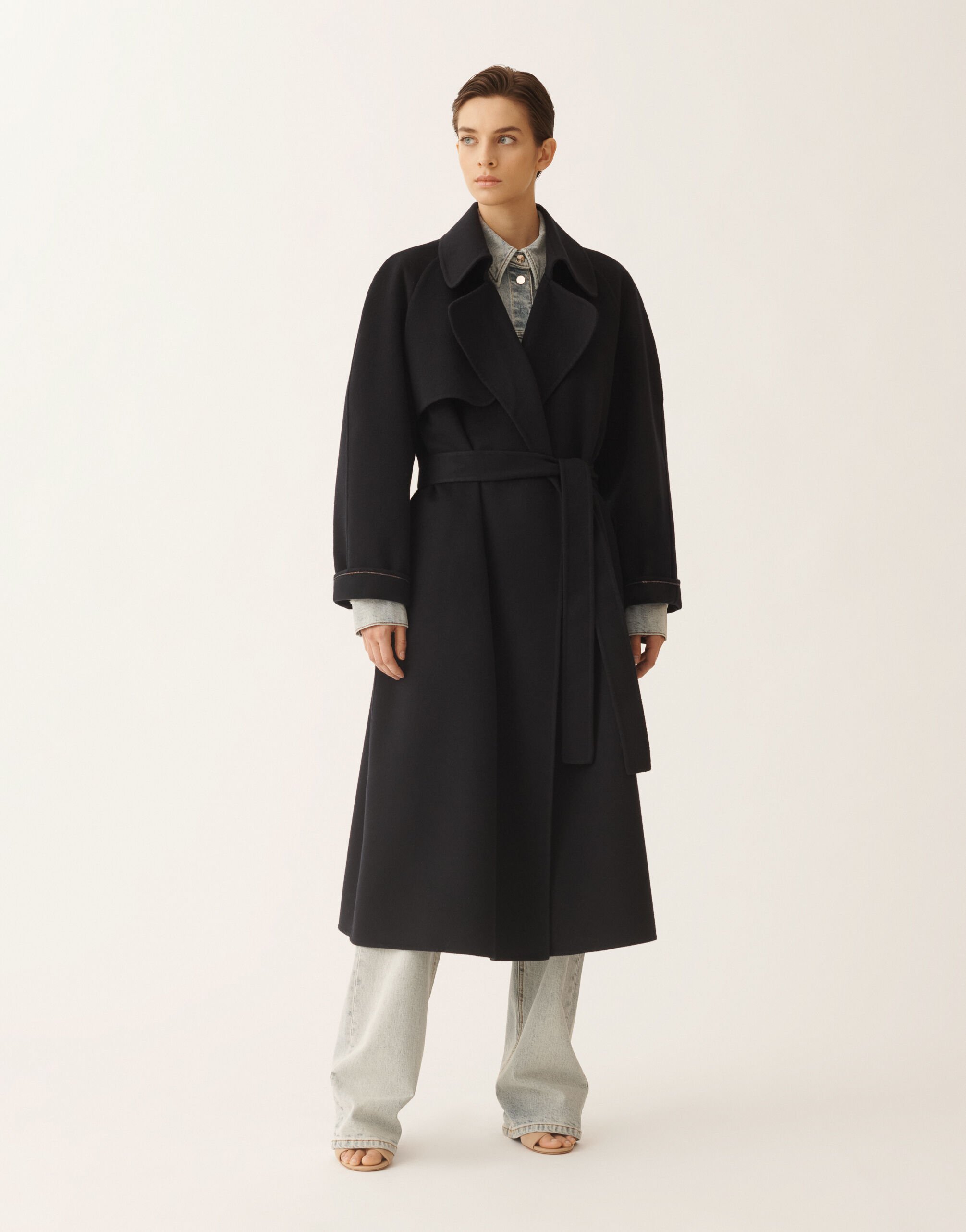 Fabiana Filippi Night blue wool double trench coat Blue CTD266F244L7360000
