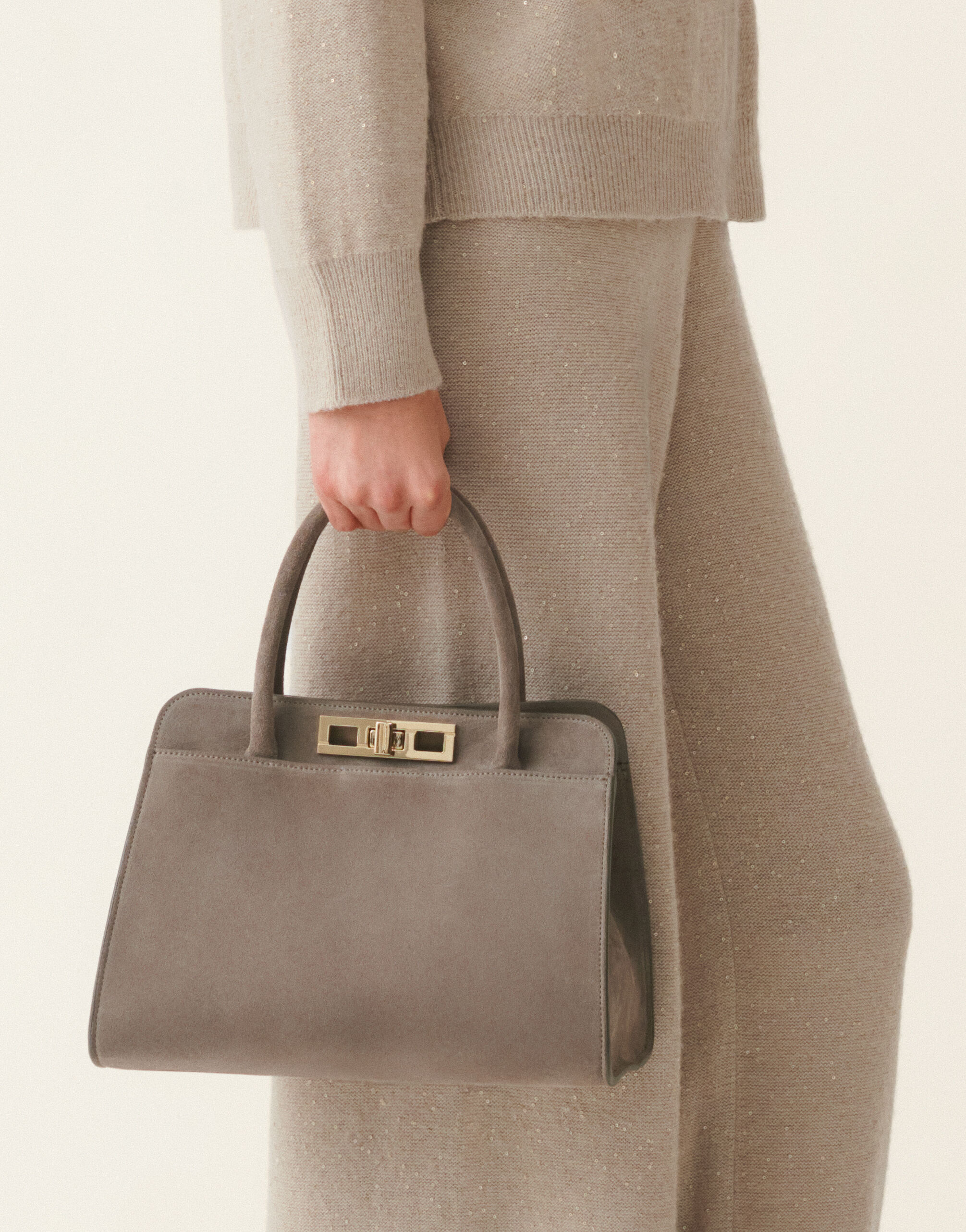 Fabiana Filippi Sac à main moyen en daim, moka meringue Moka meringue BGD216A852M5000000