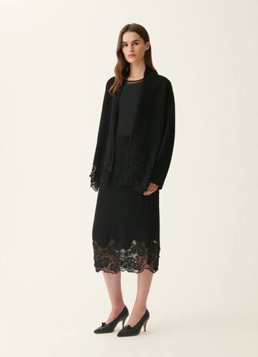 Fabiana Filippi Platinum cardigan with lace hem, black Black MAD226F496M4460000