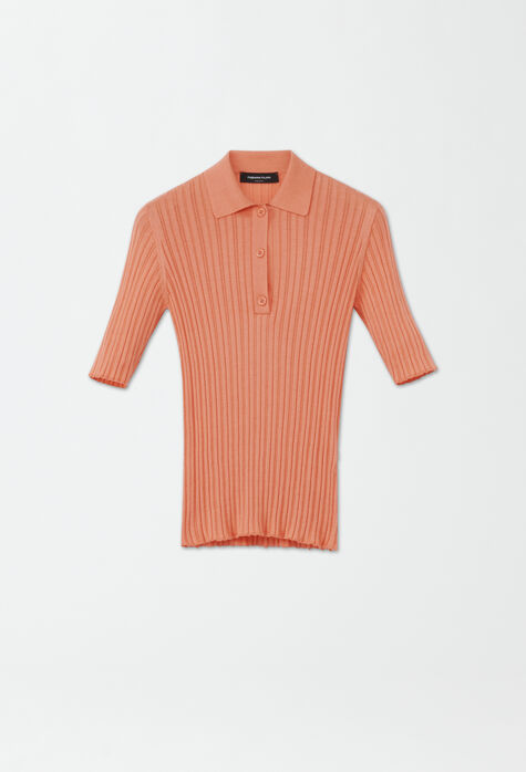 Fabiana Filippi Cotton and silk polo shirt, coral MAD274F524D6640000