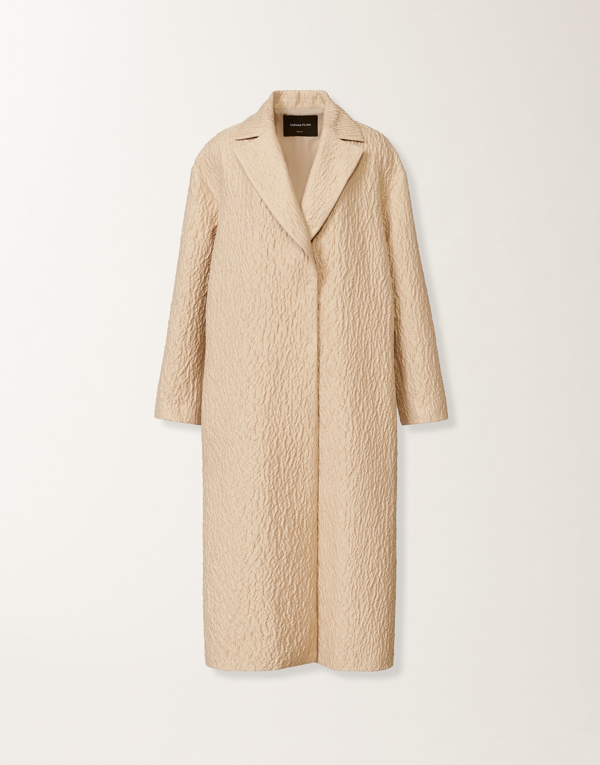Fabiana Filippi Embossed jacquard coat, cord Beige CTD225F715D9270000