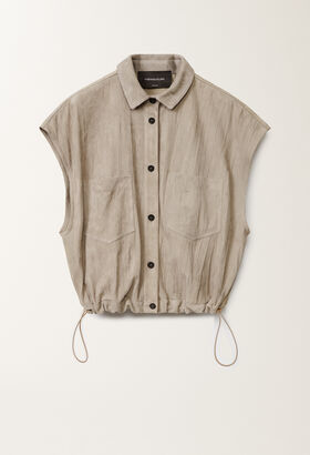 Fabiana Filippi Pleated suede bomber jacket, clay VANILLA GCD275F677D7870000