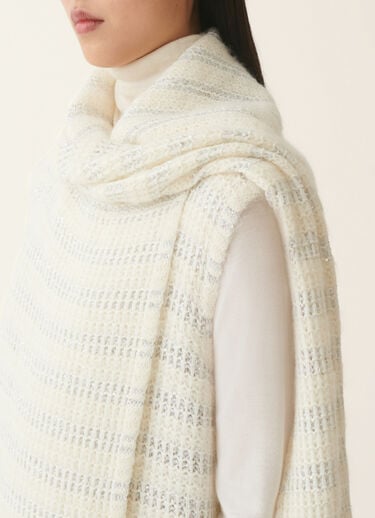 Platinum and mohair vest with scarf and sequin stripes, raffia Fabiana Filippi Platinum and mohair vest with scarf and sequin stripes, raffia Raffia SAD226A913M4200000