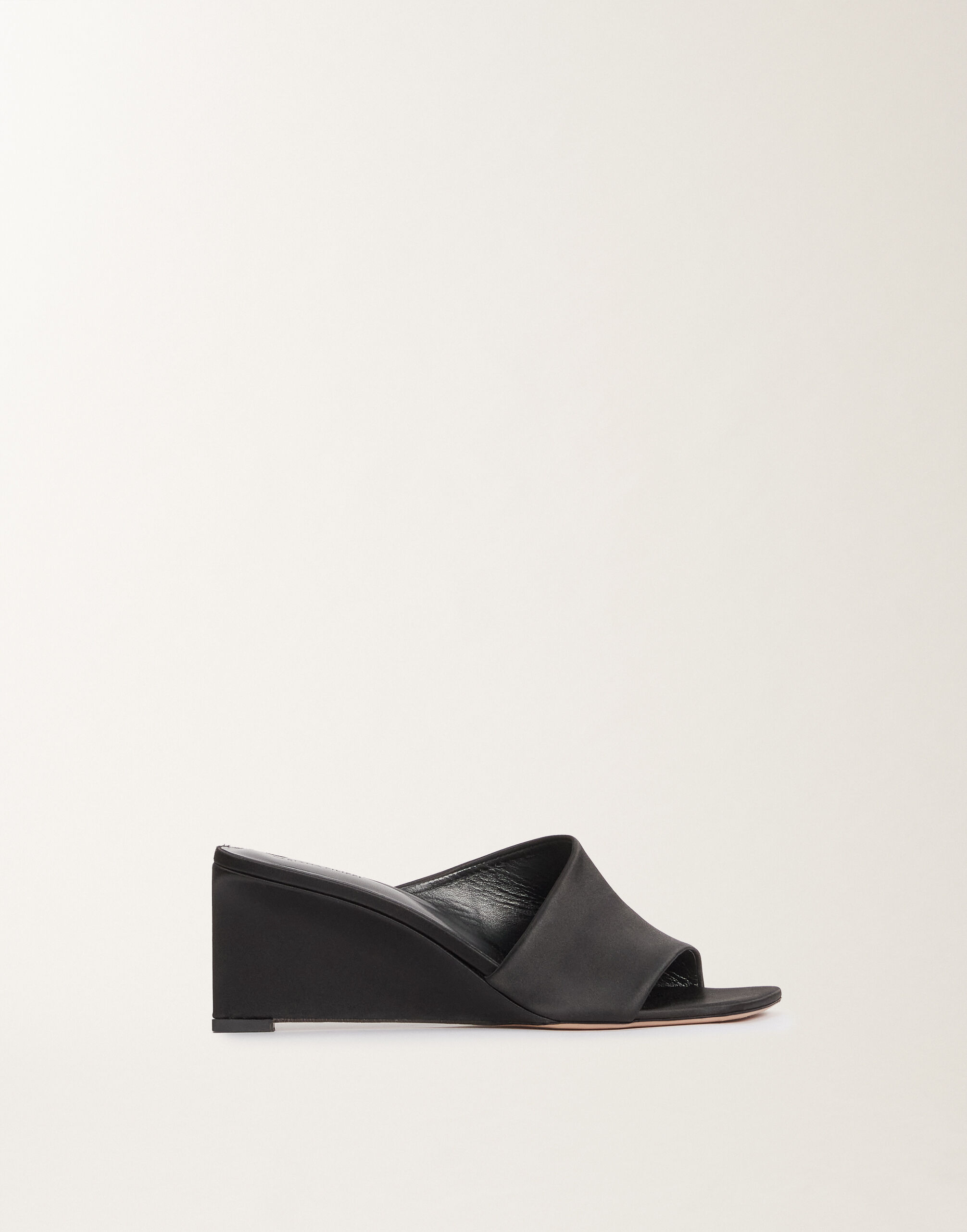 Black satin wedges clearance
