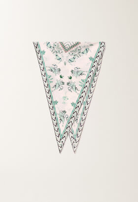 Fabiana Filippi Silk twill losange scarf with painted print, aqua green LAVENDER CAD275F233L3630000