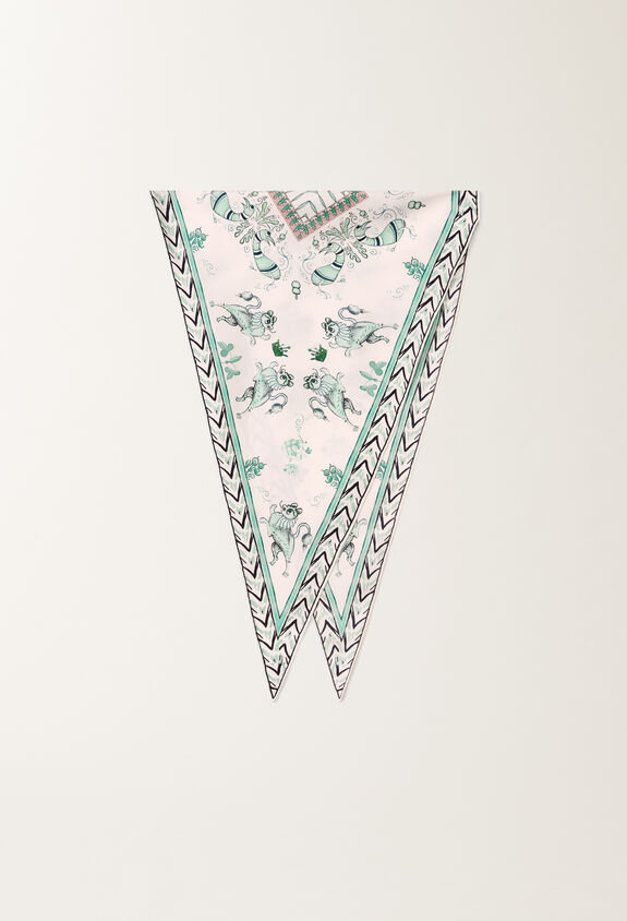 Fabiana Filippi Silk twill losange scarf with painted print, aqua green GREEN SAD275A016L4050000