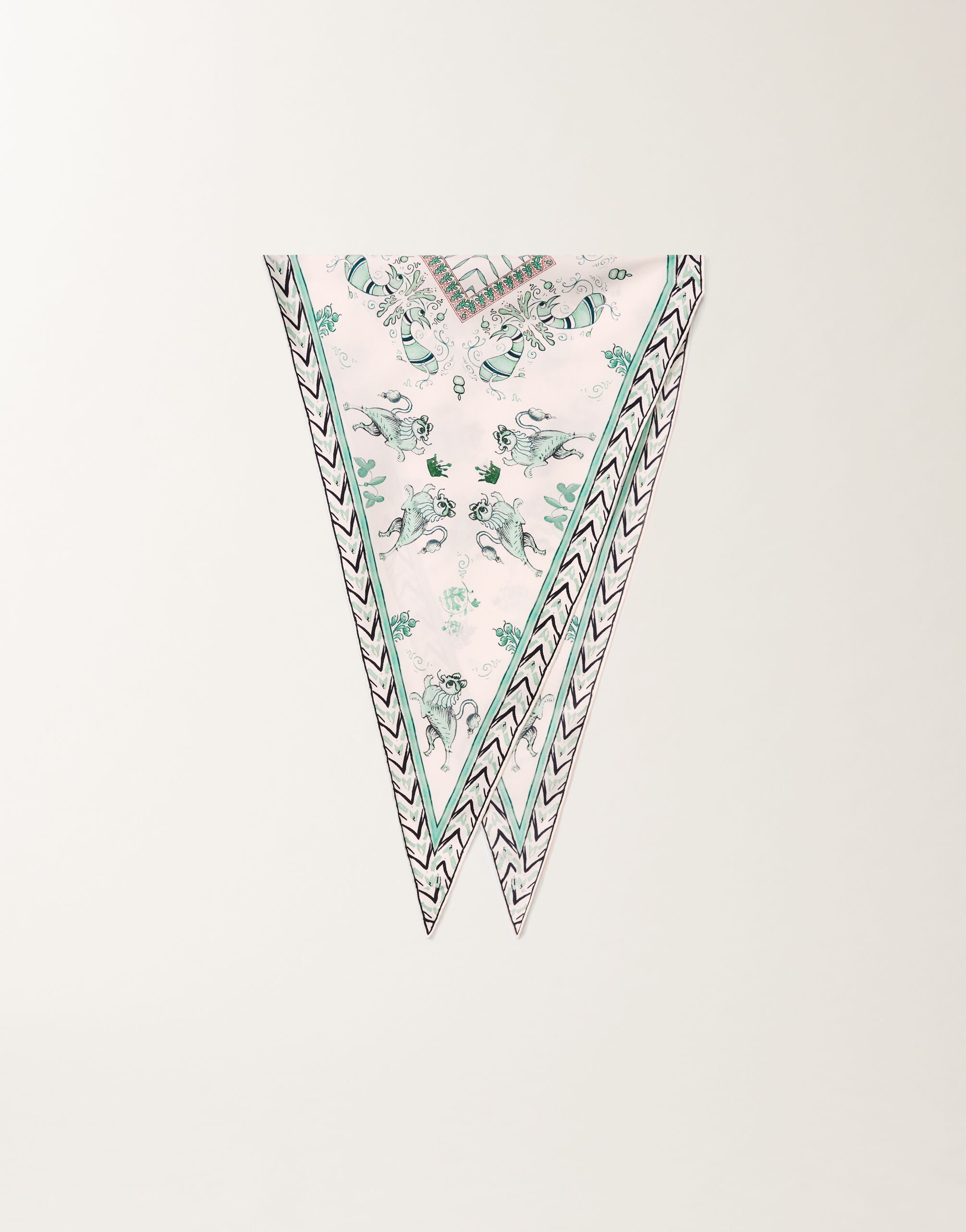 Fabiana Filippi スケッチ風ボタニカルプリント シルクツイル ダイヤモンドシェイプ スカーフ（アクアグリーン） アクアグリーン SAD275A016L4050000