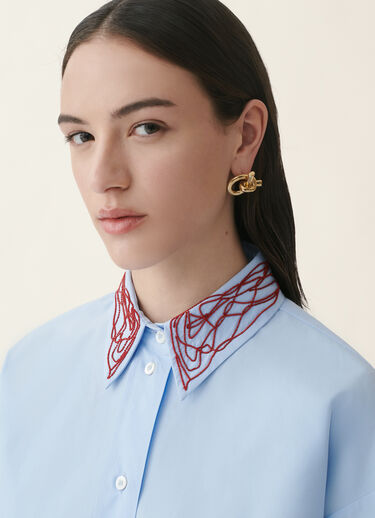 Fabiana Filippi Camicia boyfriend in popeline, azzurro e rosso Azzurro/rosso CAD216F416M2690000