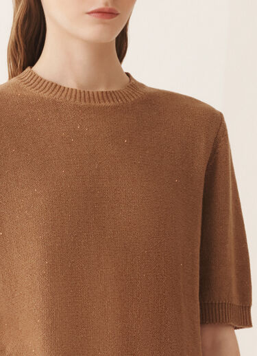 Fabiana Filippi Cotton and linen sweater with sequins, wicker Wicker MAD266F490D2730000