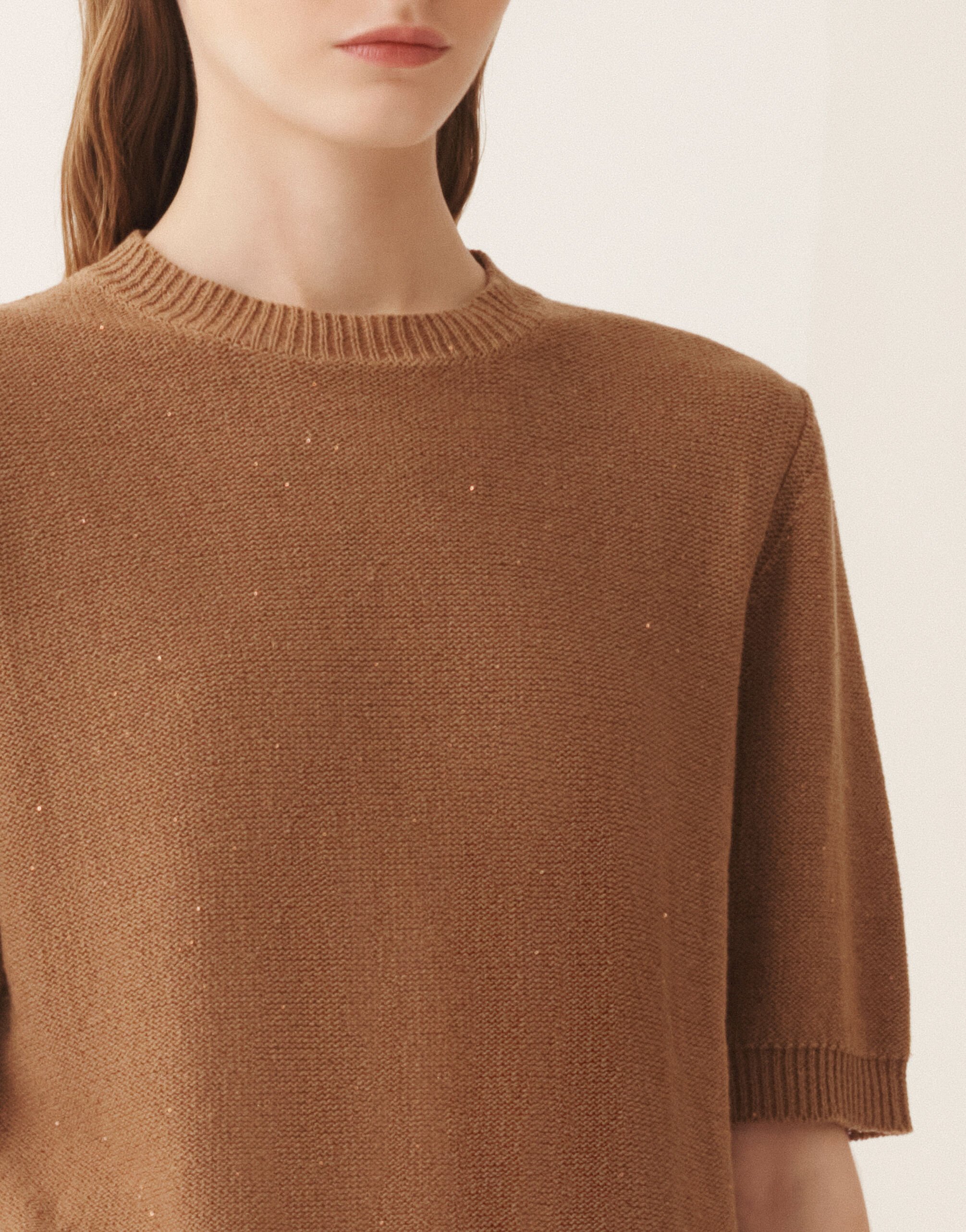 Fabiana Filippi Cotton and linen sweater with sequins, wicker Wicker MAD266F490D2730000