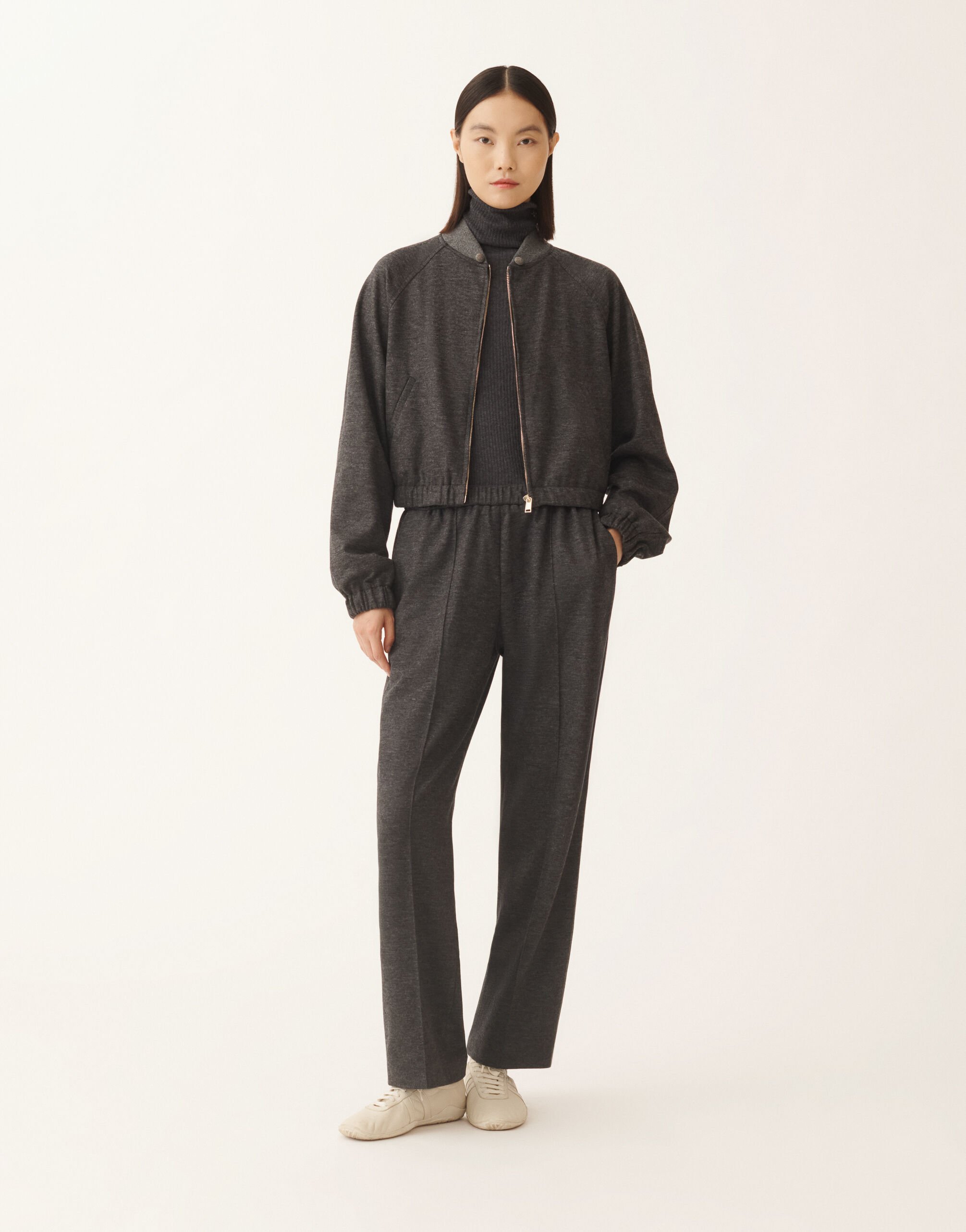 Fabiana Filippi Gubbio trousers in boiled wool jersey, slate Grey PAD225F322L6110000