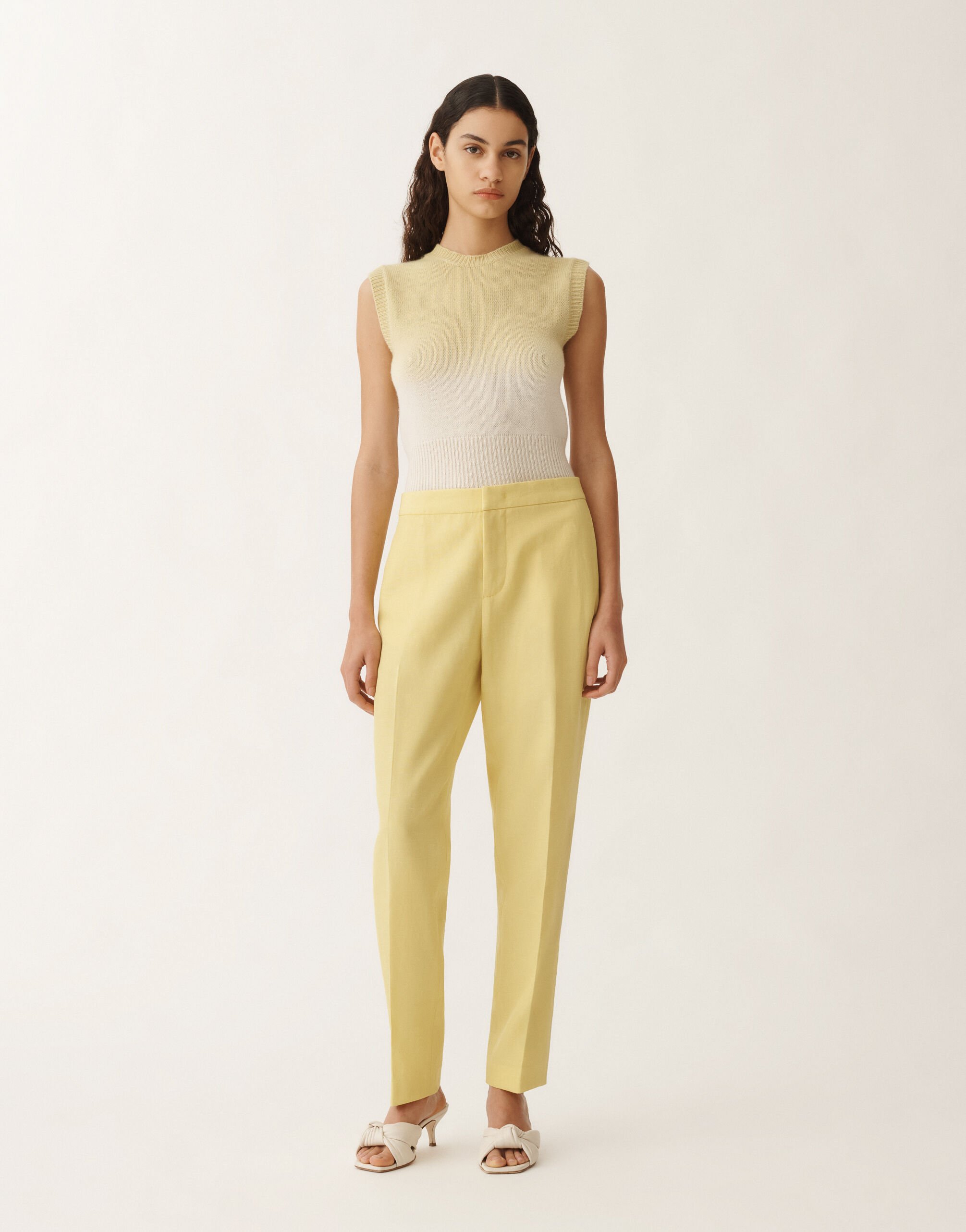 Fabiana Filippi Hose Montefalco aus Geflecht in Wolle und Leinen, zedernfarben GELB PAD265F326D8220000