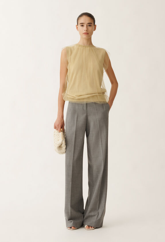 Fabiana Filippi CASHMERE SILK TANK TOP WITH TULLE LAYER YELLOW MAD265F024L2940000
