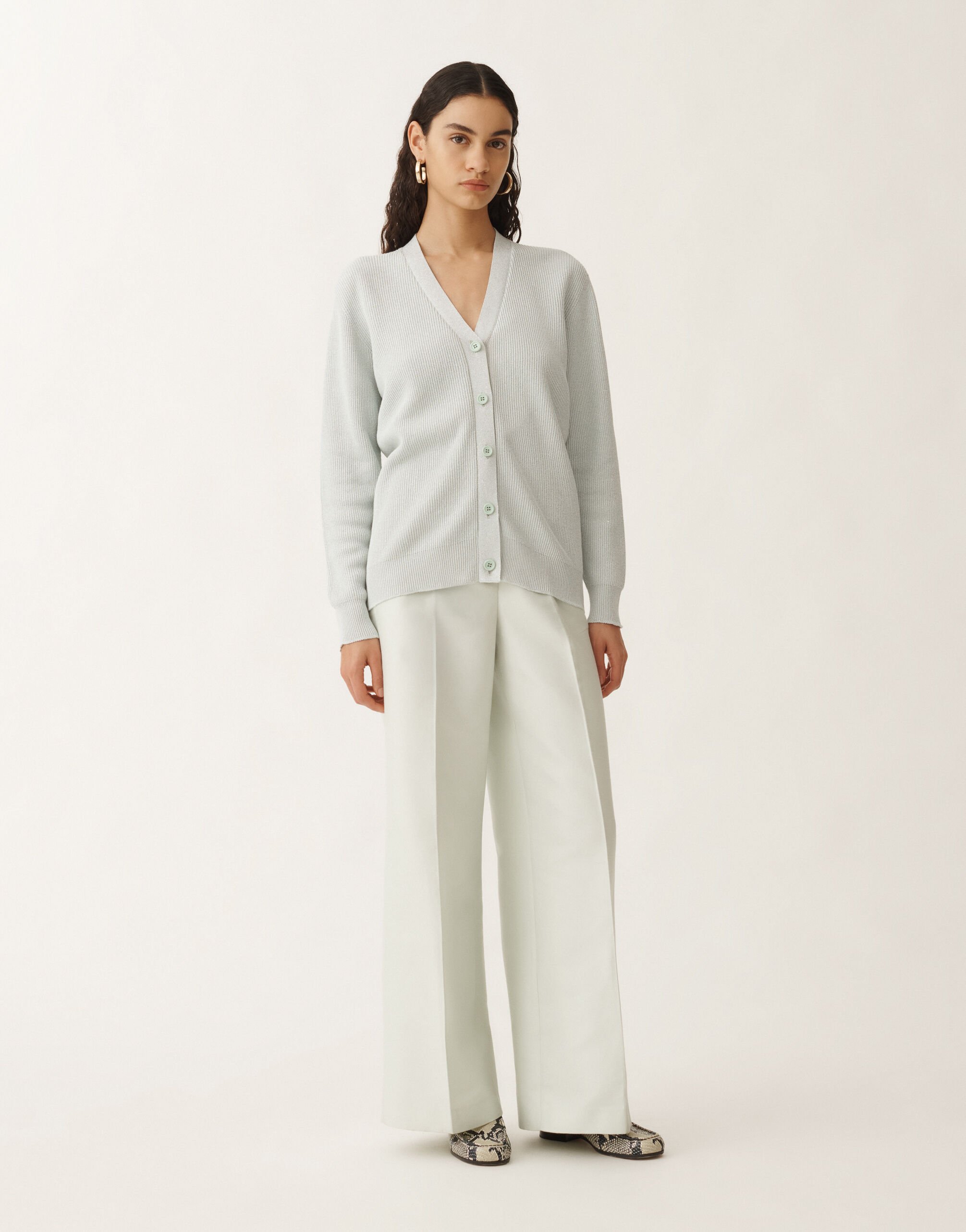 Fabiana Filippi Organic cotton and lurex cardigan, aqua green AQUAGREEN MAD275F496L4520000