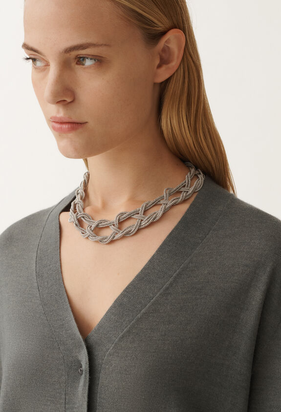 Fabiana Filippi Häkelkette aus Diamantfaden, nickelfarben SILBER BXD265A947L2690000
